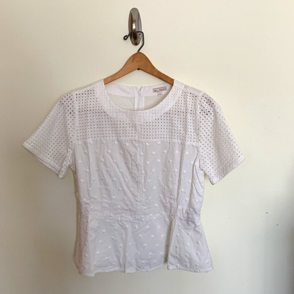 Bright white cotton peplum top